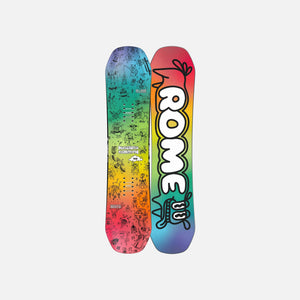 Colorful skateboard deck with 'Rome' branding on a white background