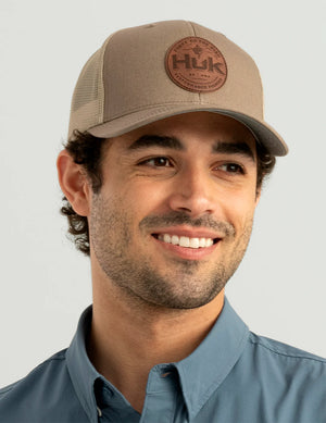 Huk Leather Patch Trucker Hat - Men's
