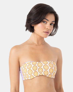 Roxy Sunshine State of Mind Reversible Bandeau Bikini Top - Women's
